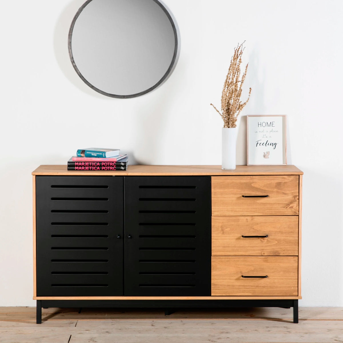 Credenza Panucci - Color Madera y Negro - Tu Gow