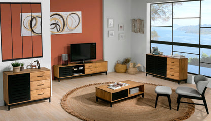 Credenza Panucci - Color Madera y Negro - Tu Gow