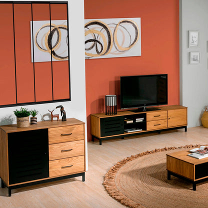 Credenza Panucci - Color Madera y Negro - Tugow