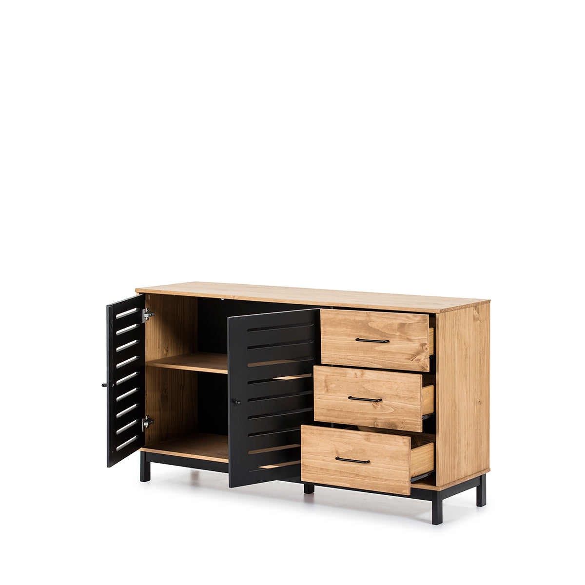 Credenza Panucci - Color Madera y Negro - Tu Gow