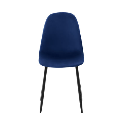 Set de 4 sillas terciopelo Oxford - Azul y Negro - Tugow