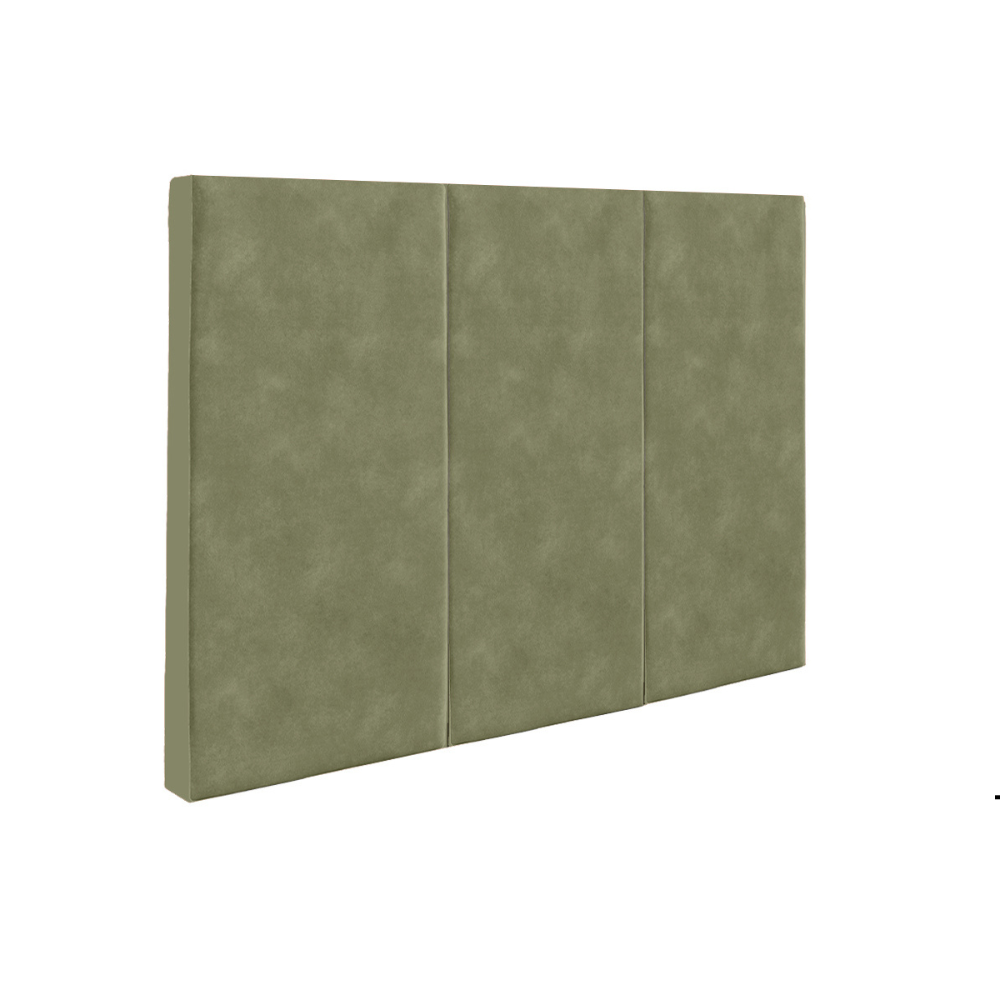 Juego de 3 Paneles  Para Cabecera Modular Matrimonial /Queen Size  Lunaria - Tela Tipo Gamuzado Verde Olivo