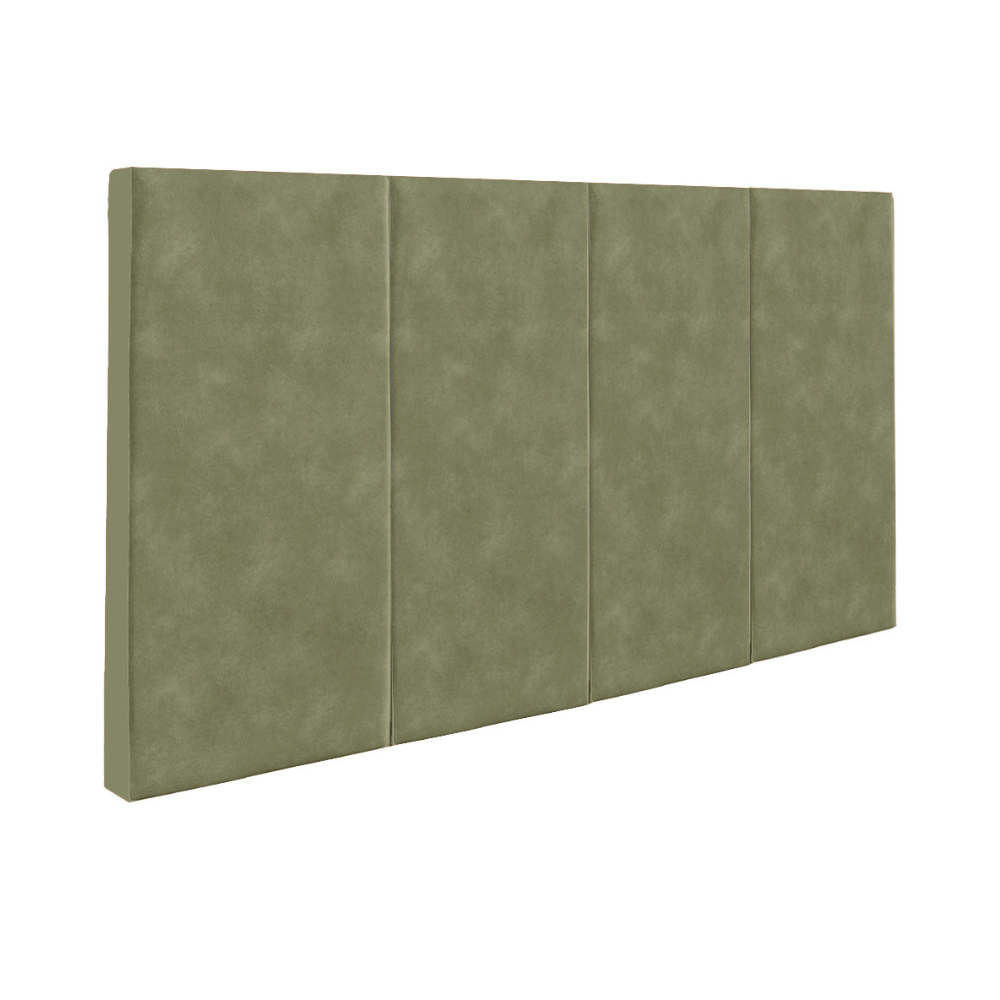 Juego de 4 Paneles  Para Cabecera Modular King Size  Lunaria - Tela Tipo Gamuzado Verde Olivo