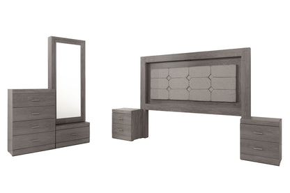 Recámara King Size de 5 piezas Mobli - Gris
