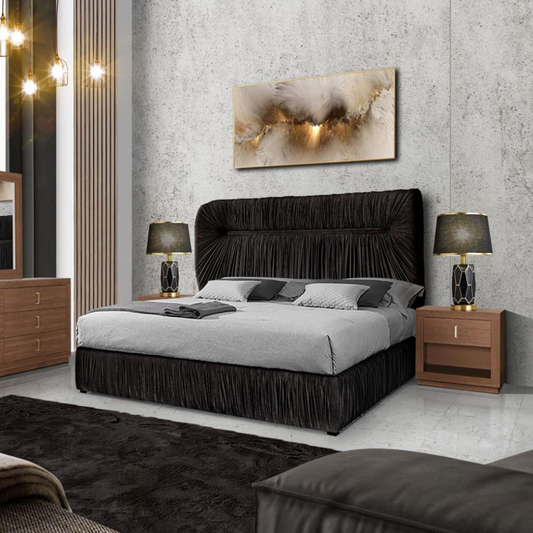 Recámara King Size de 5 pz Bruna - Negro y Nogal