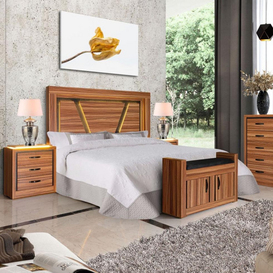 Recámara King Size de 6 pz Lorvia - Nogal