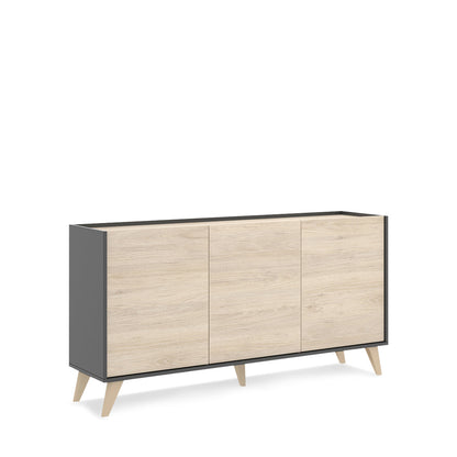 Credenza Saint - Color Madera y Gris Oscuro - Tu Gow