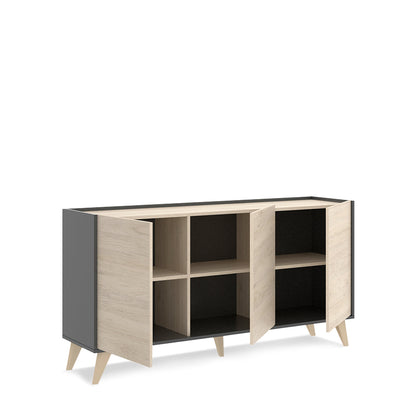 Credenza Saint - Color Madera y Gris Oscuro - Tu Gow