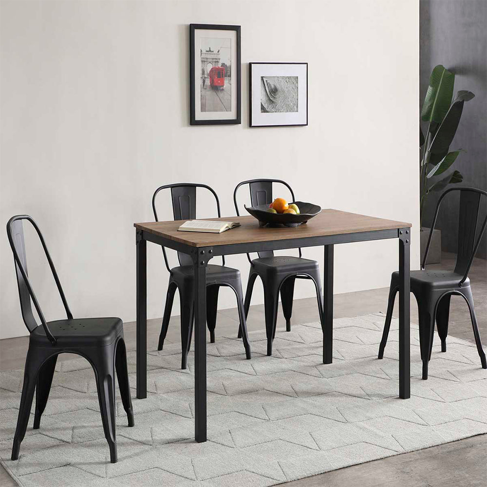 Comedor Sansa con 4 sillas -  Color Madera y Negro - Tugow