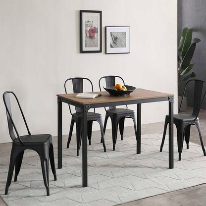 Comedor Sansa con 4 sillas -  Color Madera y Negro - Tugow