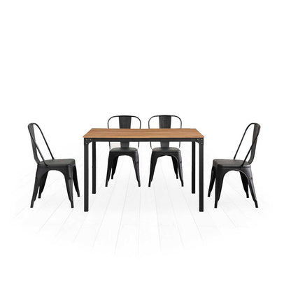 Comedor Sansa con 4 sillas -  Color Madera y Negro - Tugow