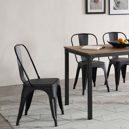 Comedor Sansa con 4 sillas -  Color Madera y Negro - Tugow