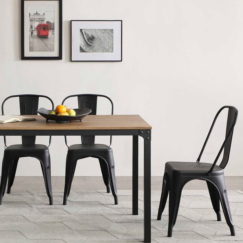 Comedor Sansa con 4 sillas -  Color Madera y Negro - Tugow