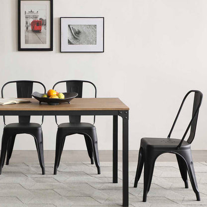 Comedor Sansa con 4 sillas -  Color Madera y Negro - Tugow