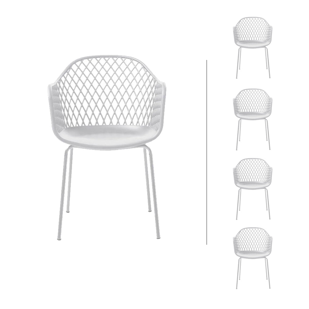Set de 4 sillas de exterior Rodas - Blanco - Tugow