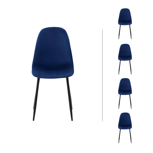 Set de 4 sillas terciopelo Oxford - Azul y Negro - Tugow