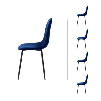 Set de 4 sillas terciopelo Oxford - Azul y Negro - Tugow