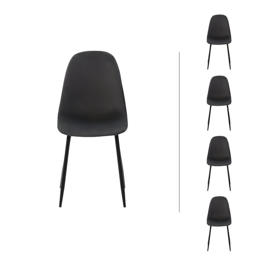 Set de 4 sillas terciopelo Oxford - Gris y Negro - Tugow