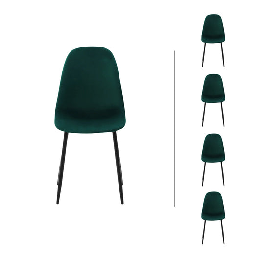 Set de 4 sillas terciopelo Oxford - Verde y Negro - Tugow