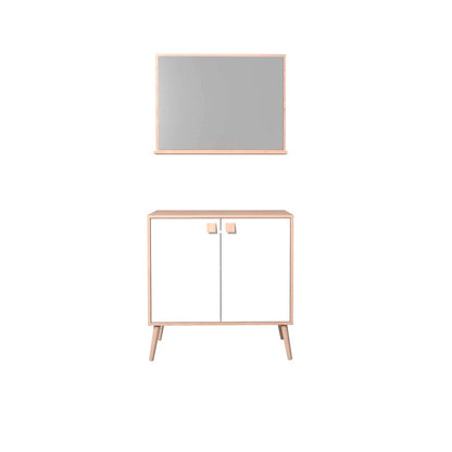 Conjunto mueble de baño y espejo Sigma - Color Madera y Blanco - Tugow