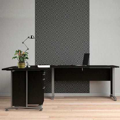 Set negro de dos escritorios con un archivero - Tu Gow