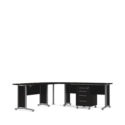 Set negro de dos escritorios con un archivero - Tu Gow