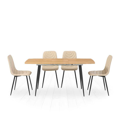 Comedor Stanis con 4 sillas Cersei - Color Madera, Negro, Beige - Tugow