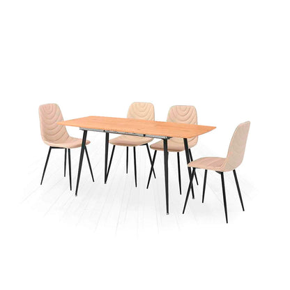 Comedor Stanis con 4 sillas Cersei - Color Madera, Negro, Beige - Tugow
