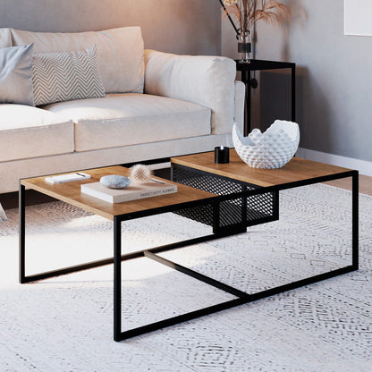 Mesa de centro Tanawat- Negro y Color Madera - Tugow
