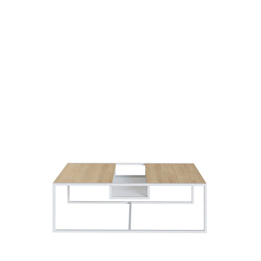 Mesa de centro Tanawat- Blanco y Color Madera - Tugow