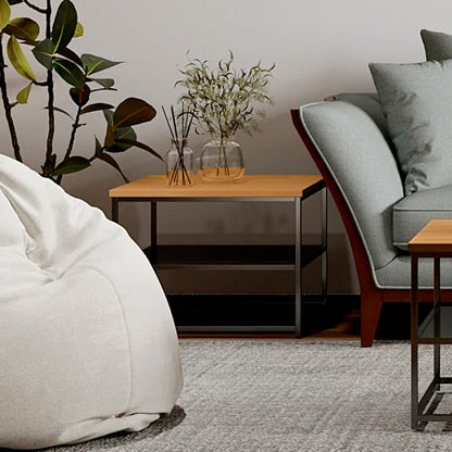 Mesa lateral cuadrada Tebas - Negro y Madera - Tugow