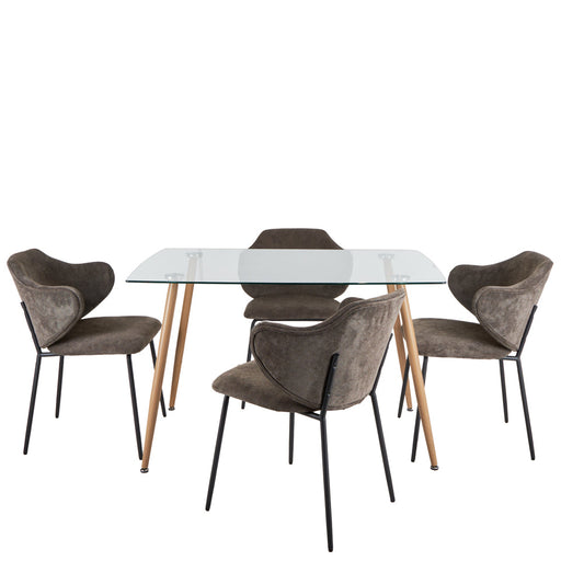 Mesa Dortmund con 4 Sillas Suanna Gris - Tugow