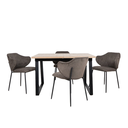 Mesa Aran Madera con 4 Sillas Suanna Gris - Tugow