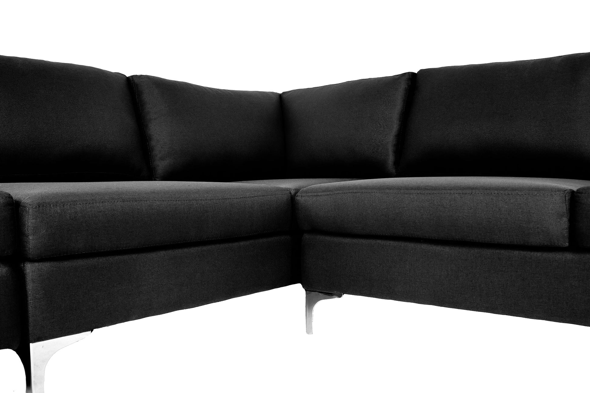 Sofá escuadra izquierdo Etna - Negro con patas plateadas - Tugow