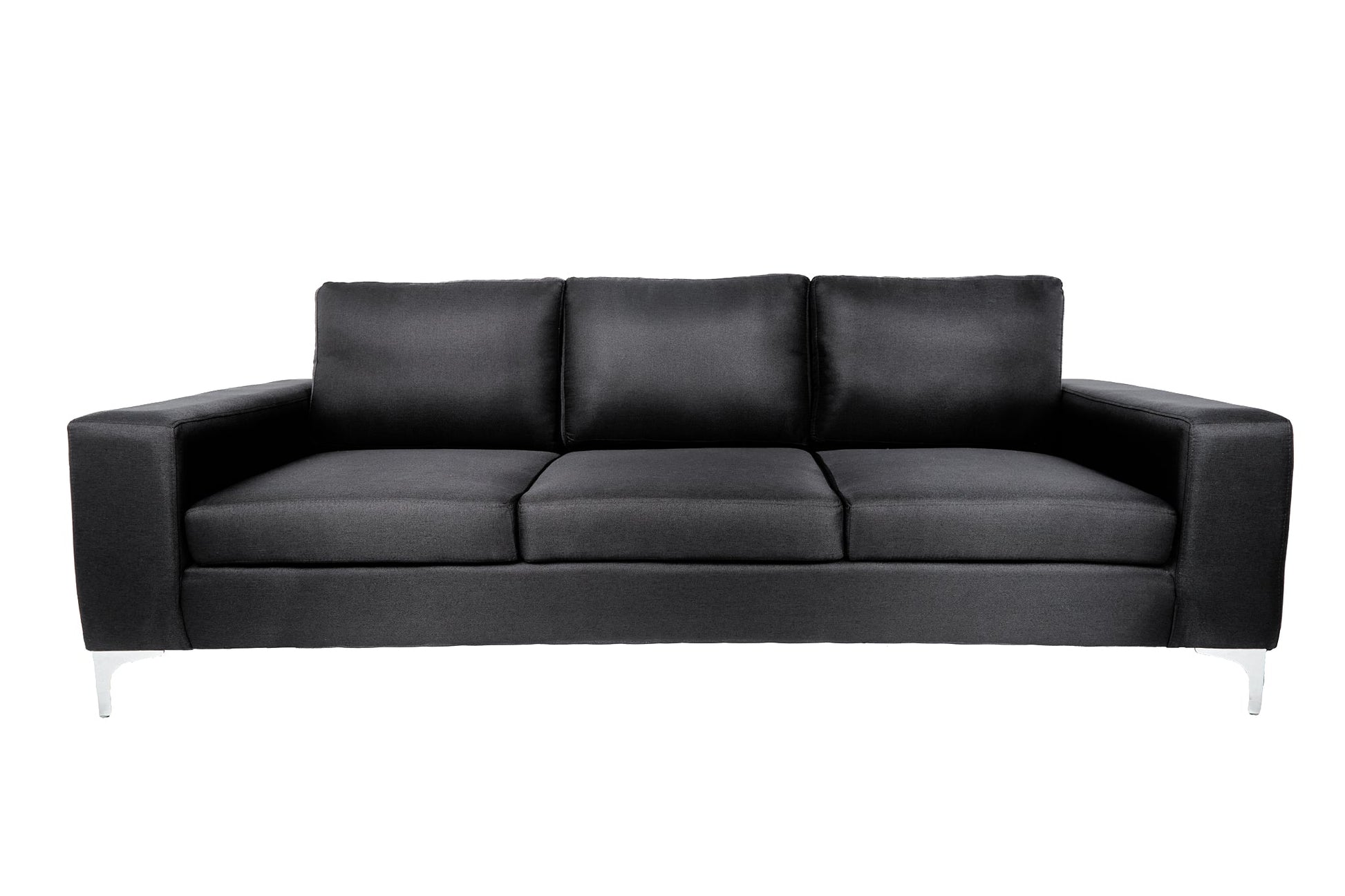Sofá de 3 plazas Etna - Negro con patas plateadas - Tugow