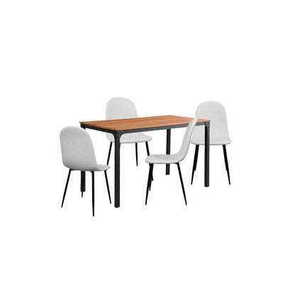 Mesa de comedor Sansa con 4 sillas Boucle - Nogal, Negro y Blanco