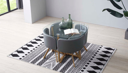 Comedor Tyreli con 4 sillas - Gris y Color Madera - Tu Gow
