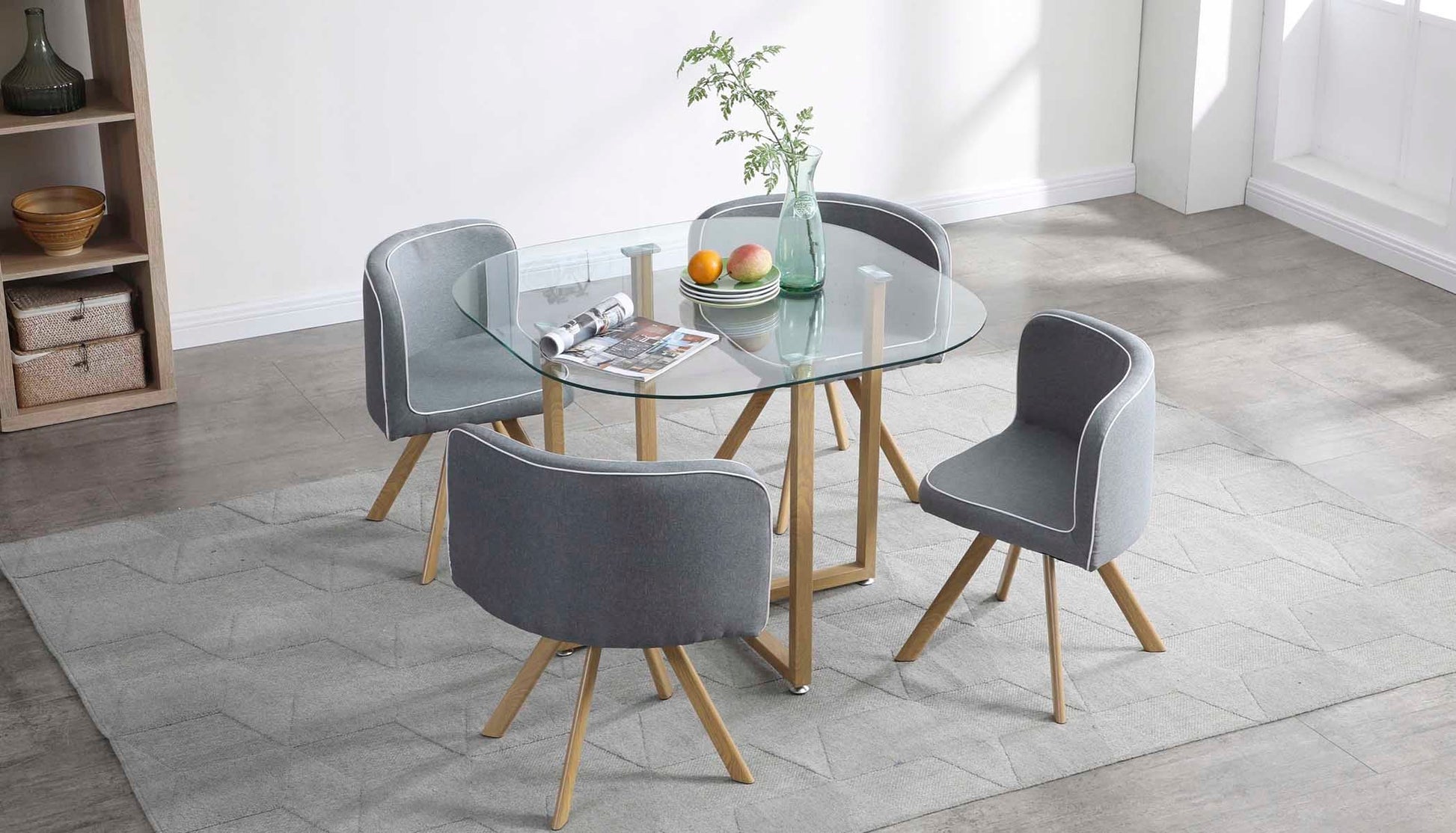 Comedor Tyreli con 4 sillas - Gris y Color Madera - Tu Gow