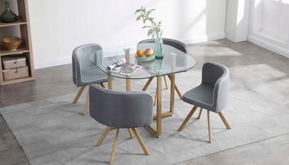 Comedor Tyreli con 4 sillas - Gris y Color Madera - Tu Gow
