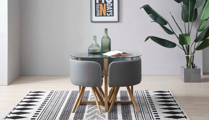 Comedor Tyreli con 4 sillas - Gris y Color Madera - Tu Gow
