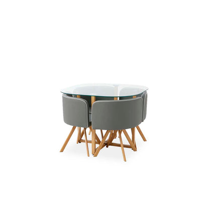 Comedor Tyreli con 4 sillas - Gris y Color Madera - Tu Gow