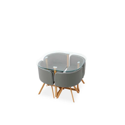 Comedor Tyreli con 4 sillas - Gris y Color Madera - Tu Gow