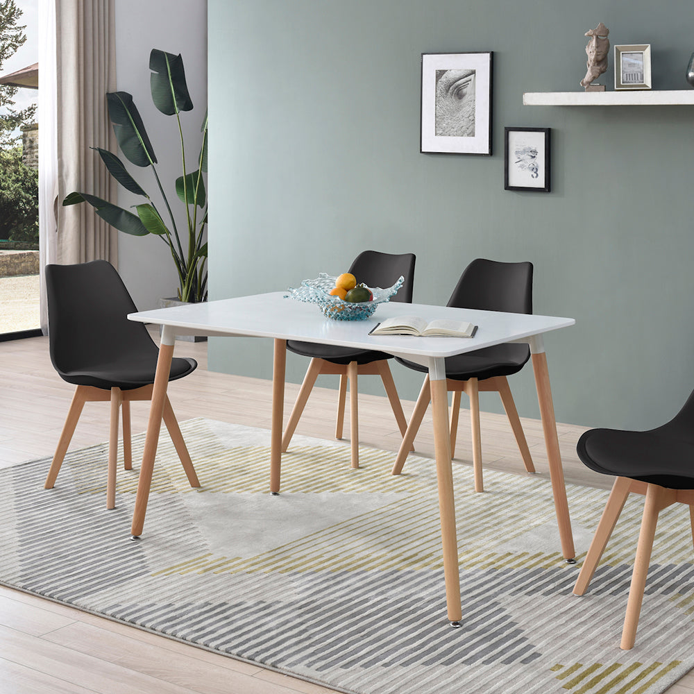 Comedor Munich con 4 sillas Helsinki - Blanco y Negro - Tugow