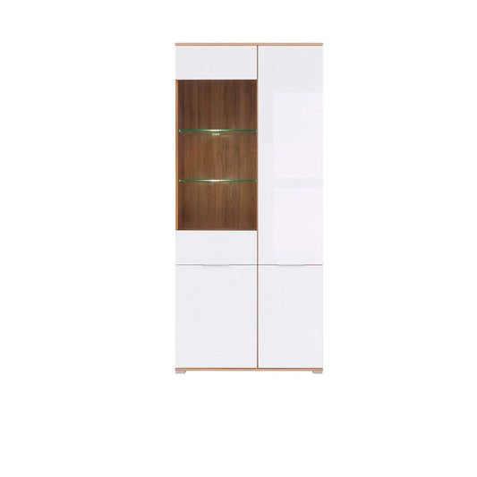 Vitrina Delano - Color Madera y Blanco Brillante - Tugow