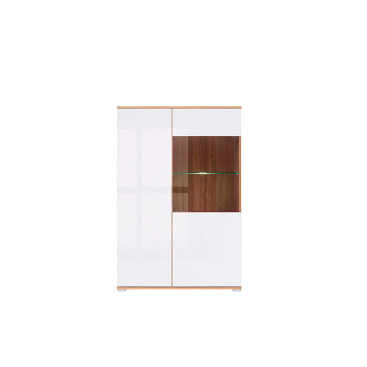 Vitrina Delano - Color Madera y Blanco Brillante - Tugow